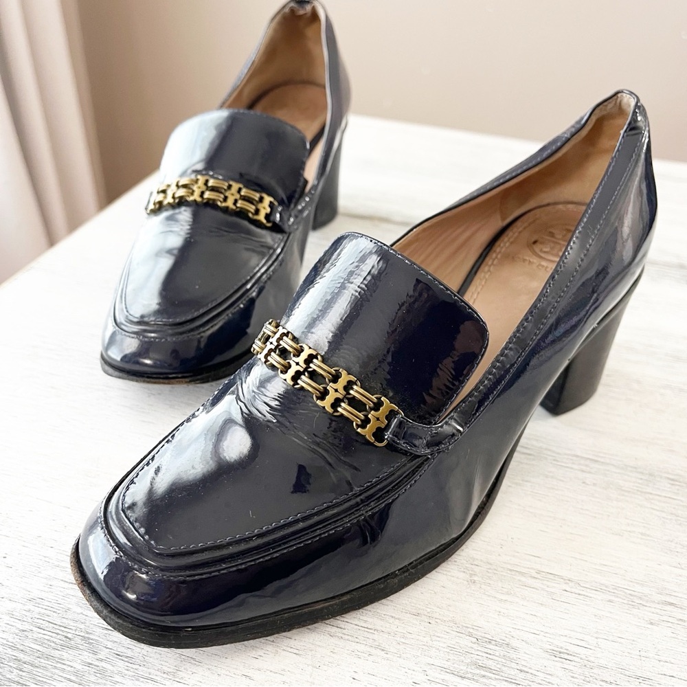 Tory Burch Berline gemini link patent heeled loafer heels size 6M
